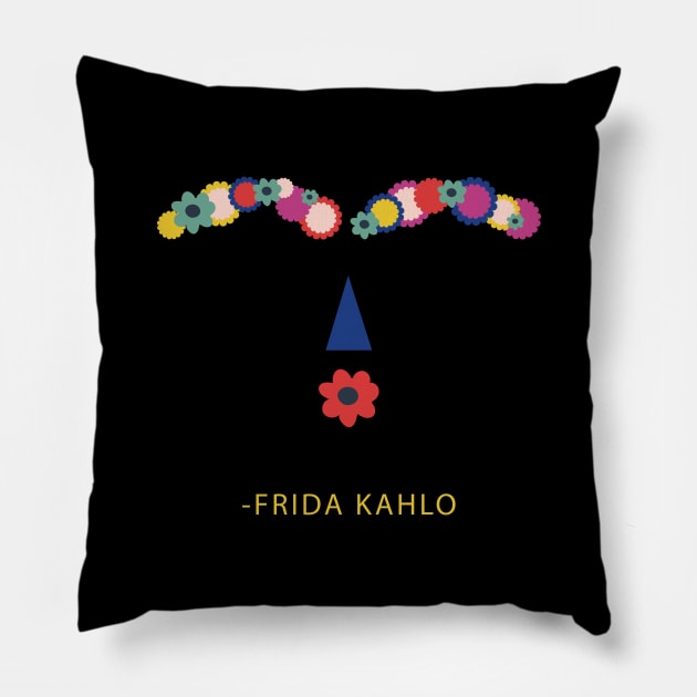 Frida kahlo mexican painter portrait funny cute colorful flowers viva la vida Pillow by sugarcloudlb-studio