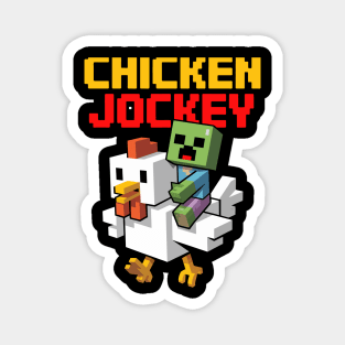 Chicken Jockey Pixel Zombie Ride Gamer Humor Art Magnet