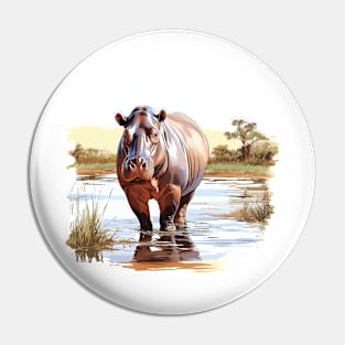 River Hippopotamus Pin