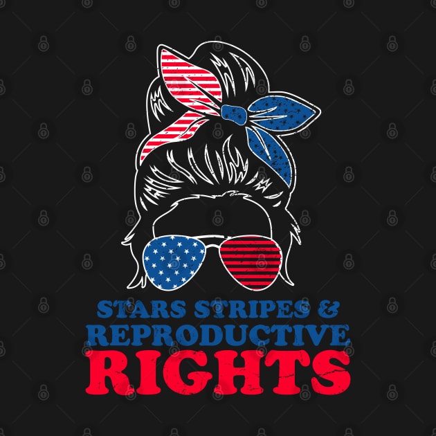 Retro Messy Bun Pro Choice Stars Stripes Reproductive Rights by BadDesignCo