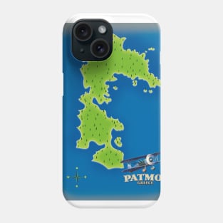 Patmos Greece island map Phone Case