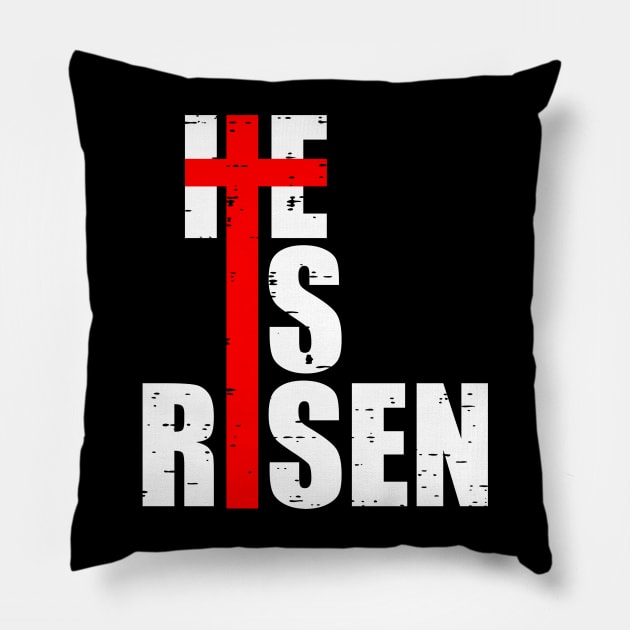 He Is Risen Cross Jesus Easter Christian Religious Pillow by Rosiengo