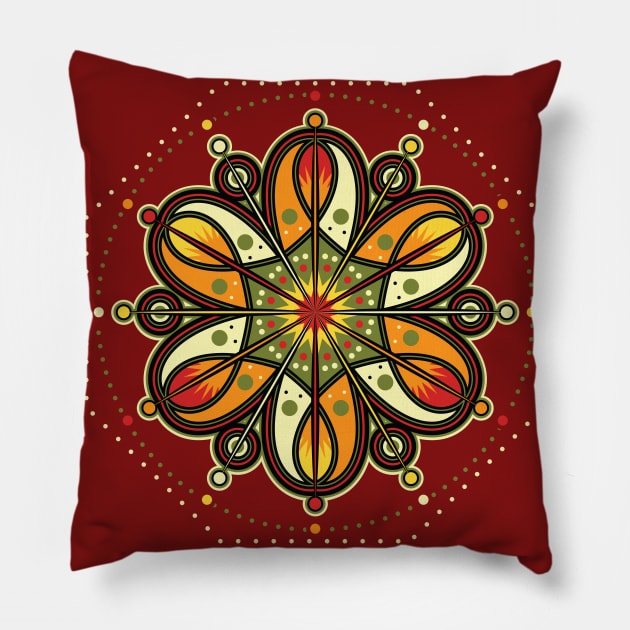 Vibrant Autumn Mandala Pillow by wickedpretty