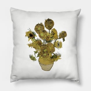 Van Gogh Sunflowers Grunged Pillow