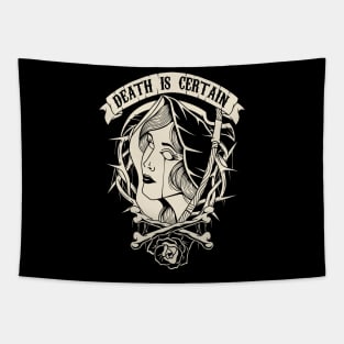 Girl Skull Reaper Vintage Traditional Tattoo Tapestry