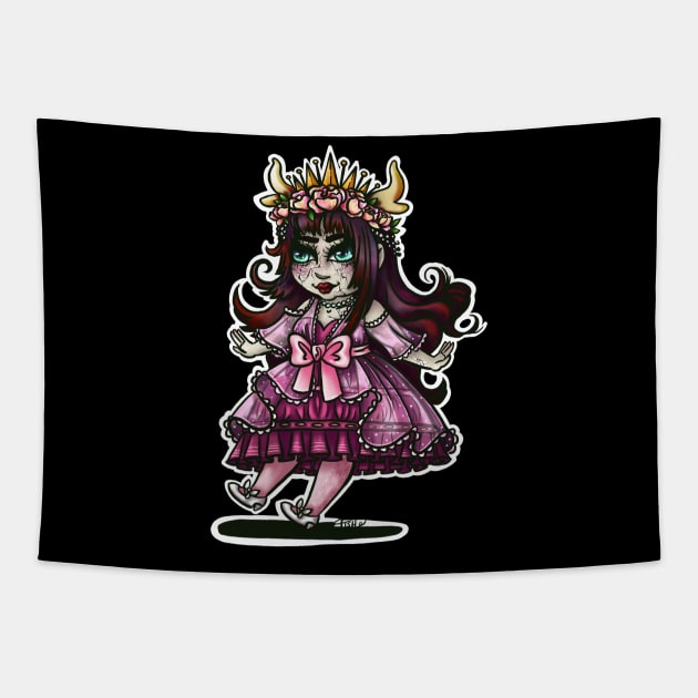 Cracked Doll Demon Tapestry by Labrattish