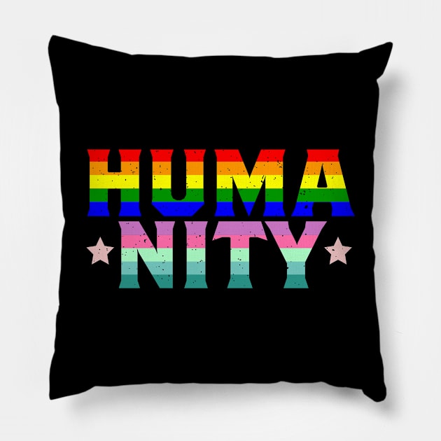 HUMANITY Rainbow I LGBT Pride Awareness Pillow by holger.brandt