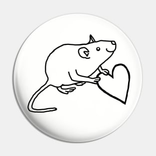 Minimal Rat Holds Your Heart Outline Pin