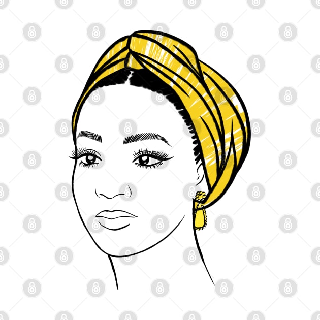 beautiful african american girl in yellow turban by Kuchinska design