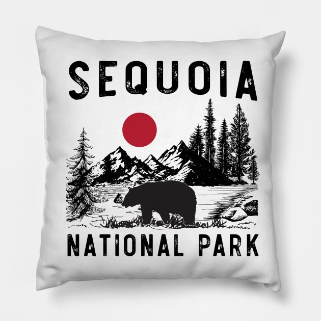 Vintage Sequoia National Park California Black Bear Souvenir Pillow by mrsmitful01