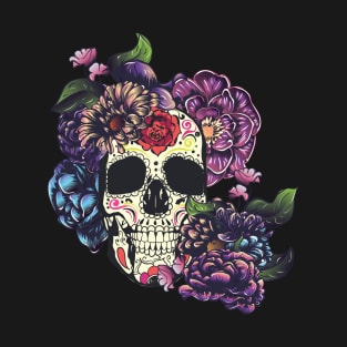 Sugar skull with flowers T-Shirt