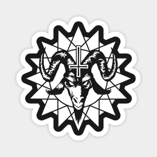 Satanic Goat Head with Chaos Star (white) Magnet