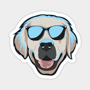 Golden Retriever Face With Neon Blue Light Color Magnet