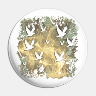 Birds on beige messy kaleidoscope Pin