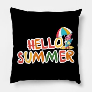 Hello summer with a beach dwarf Pillow