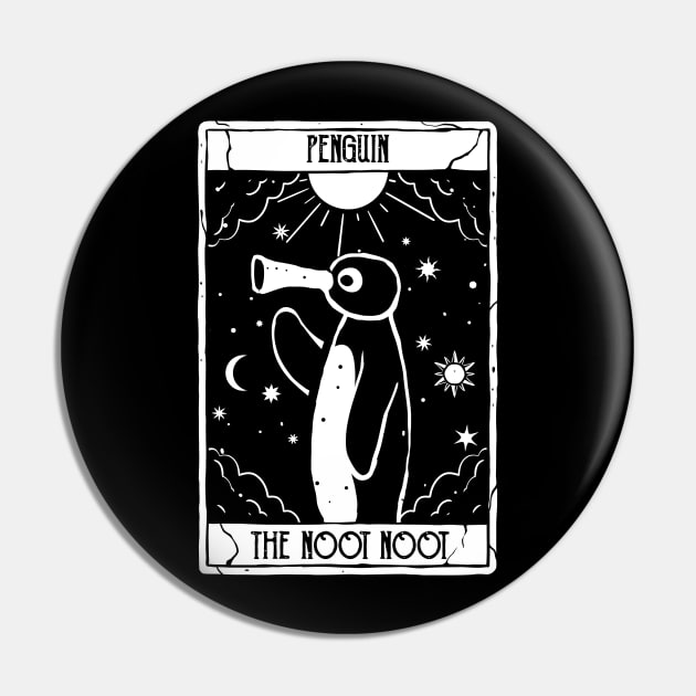 Noot Noot Funny Penguin tarot card Vintage Rainbow Distressed Pin by A Comic Wizard