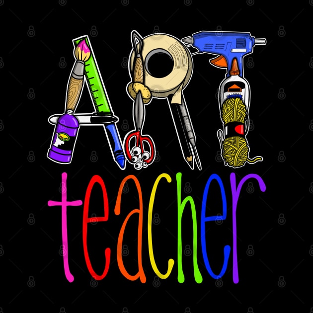 Art Teacher with Art Supply Lettering by The Craft ACE