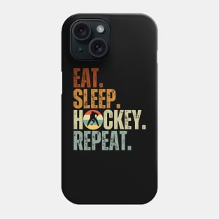 Eat Sleep Hockey Repeat Kids Adult Ice Hockey Retro Vintage Phone Case