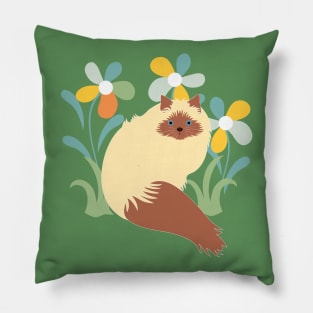 Himalayan Cat and Flowers Pillow