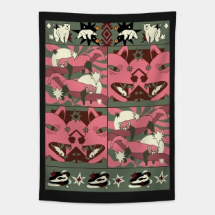 Bears, foxes, pandas and birds Tapestry