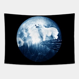 Maremma Sheepdog Dog Moon Dog Mom Dad Women Men Dog Lovers Tapestry