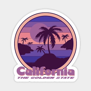 California The Golden State Retro Purple Sunset Magnet