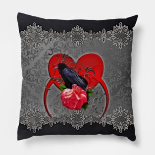 Wonderful crow on a heart Pillow