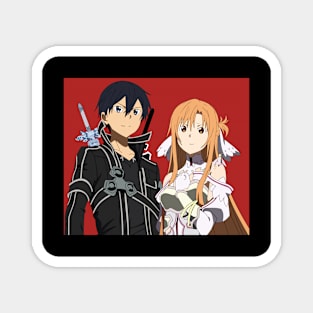 Kirito and Asuna with fairy Yui from sword art online Magnet