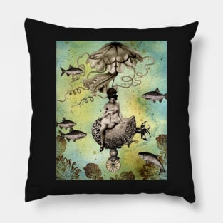 Undersea Steampunk: Aurelia & her Jelly Cruiser Pillow