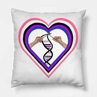 Genderfluid Pride Flag Knitted DNA Heart Pillow