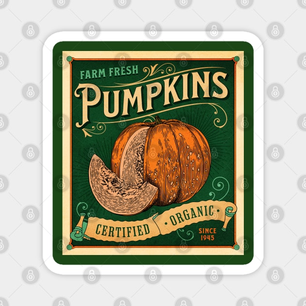 Vintage Pumpkin Patch Farm Sign - Halloween Thankgiving Vibes Magnet by PUFFYP