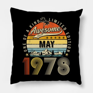 Awesome Since May 1978 Vintage 45th Birthday Pillow