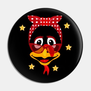 thanksgiving funny cute turkey face with glasses headband Pin