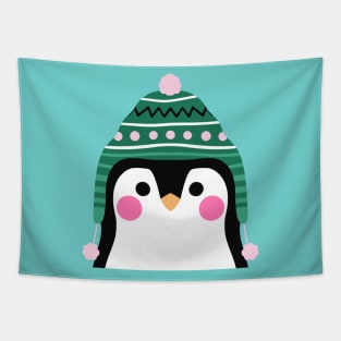 Penguin in Winter Tuque Tapestry