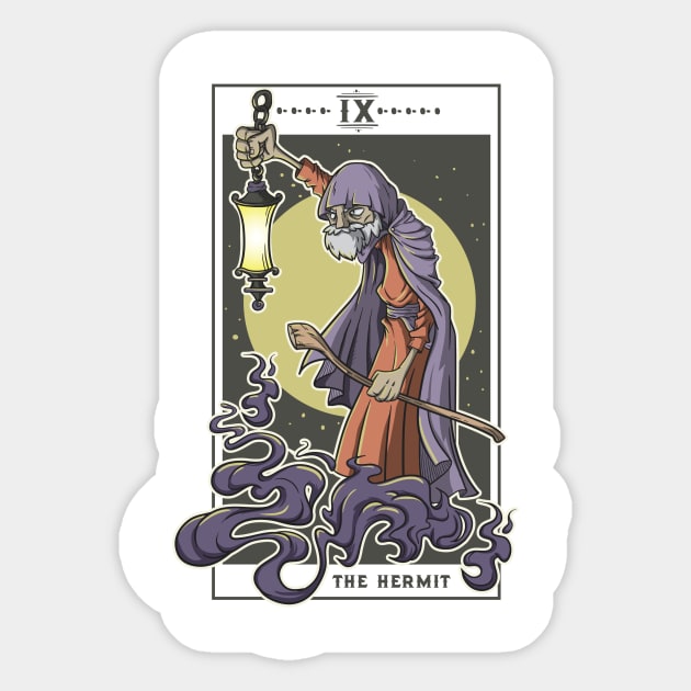 The Hermit Tarot Card Goth Gothic Gift Occult Comic Graphic - Hermit -  Sticker