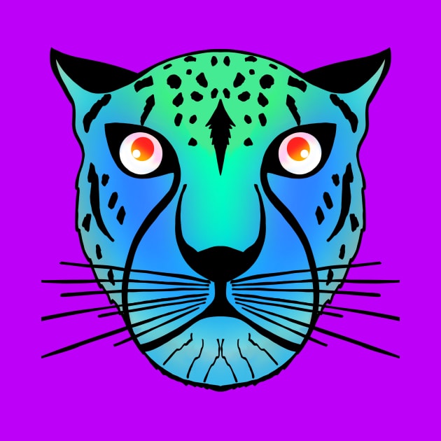 Neon Blue and Green Leopard by galaxieartshop