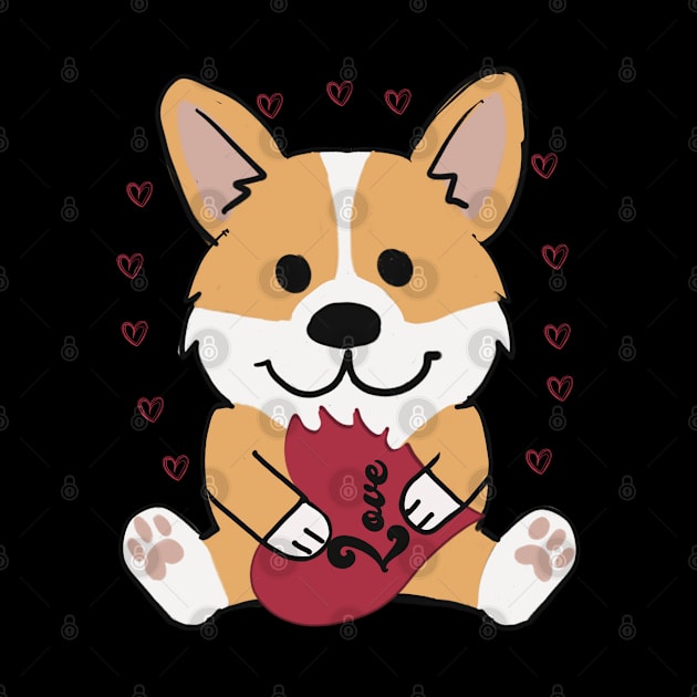 Valentines Corgi ‘Bite out of Love’ by Sheila’s Studio