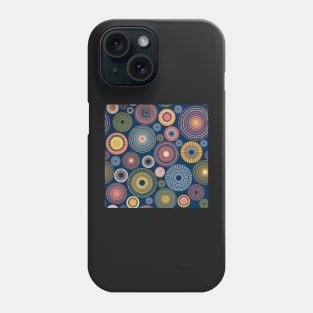 colorful circles | dark blue, coral and yellow Phone Case