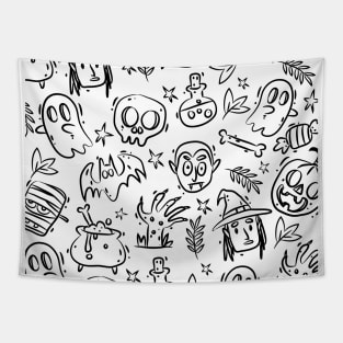 Halloween Doodles Pattern Tapestry