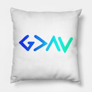 God is Greater Blue Ombre Pillow