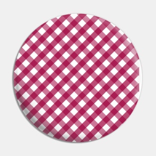 Cranberry Pink and White Check Gingham Plaid Pin