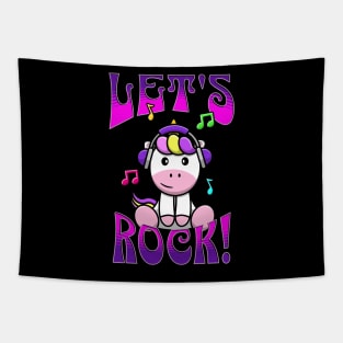 Let's Rock Unicorn Pink Tapestry