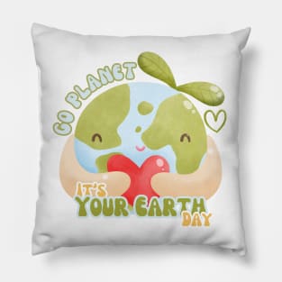 Go Planet Its Your Earth Day Teacher Kids Cute Earth Pillow