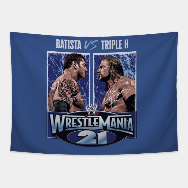 Triple H Vs. Batista WrestleMania 21 Tapestry by MunMun_Design