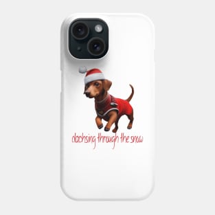 Dachsing Through The Snow Dachshund Sausage Dog With Santa Hat Phone Case