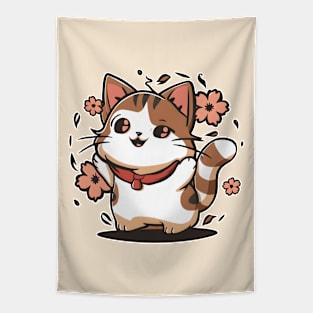 Carefree Kawaii Cat Tapestry