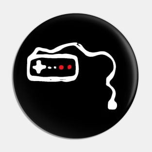 Video Game Controller Doodle White Pin