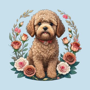 Mini Goldendoodle With Roses T-Shirt