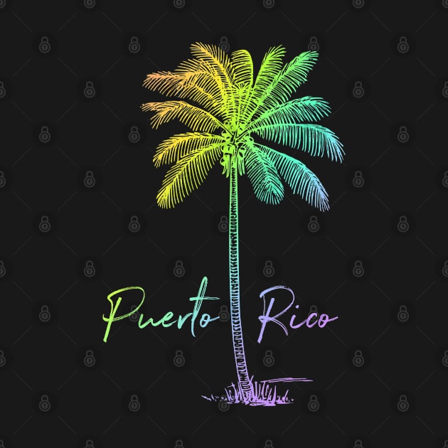 Puerto Rico Rainbow Palm Tree Souvenir by Pine Hill Goods