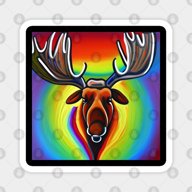 Moose Rainbow Painting Magnet by KayBee Gift Shop